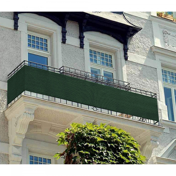 Privacy Balcony Cover Green Drapes and Blinds