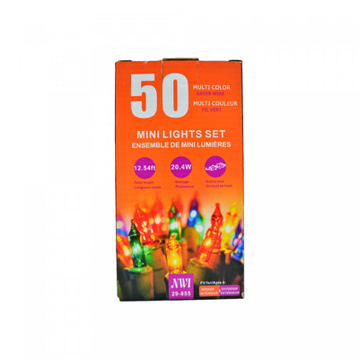 50 Lt Indoor/outdoor Mini Light Set Multi Bulbs - Set of 2 Christmas Lights|Jeu de 50 petites lumières pour l’intérieur et l’extérieur avec ampoules multicolores - ensemble de 2 jeux de lumières de Noël