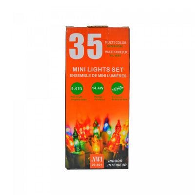 35 Lt Indoor Mini Light Set Multi Bulbs - Set of 2 Christmas Lights|Jeu de 35 petites lumières pour l’intérieur avec ampoules multicolores - ensemble de 2 jeux de lumières de Noël