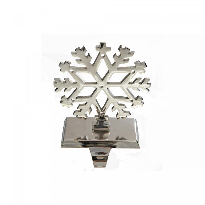 Chrome Metal Stocking Hanger Snowflake Christmas Tree