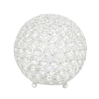 Elegant Designs Elipse 8 Inch Crystal Ball Sequin Table Lamp, White