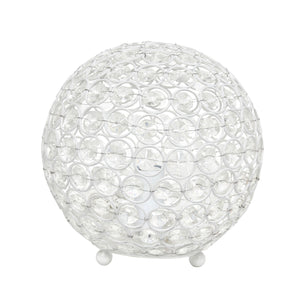 Elegant Designs Elipse 8 Inch Crystal Ball Sequin Table Lamp, White