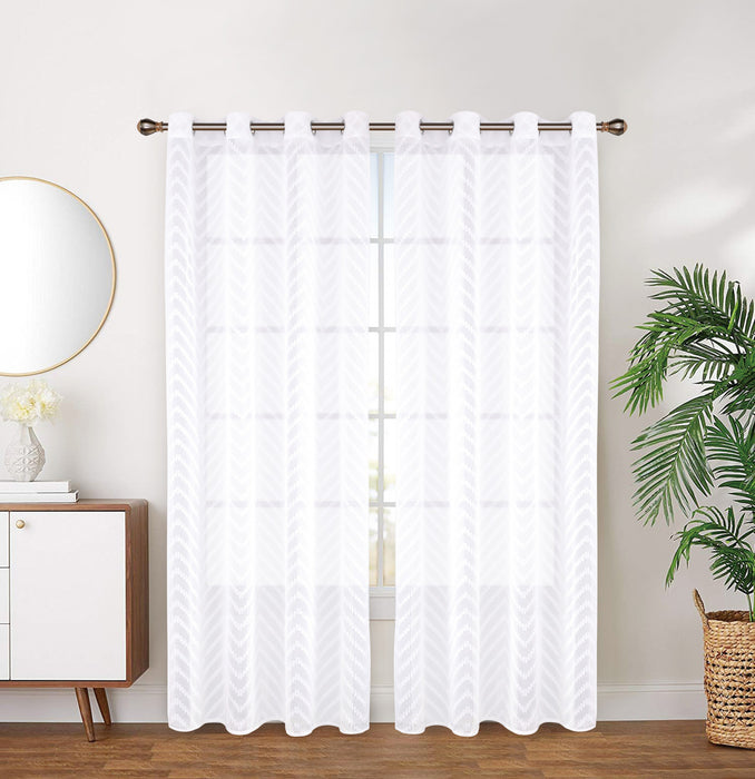 Chevron Grommet Pair of White Panels - 54x95