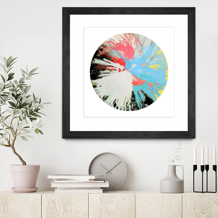 \"Spin Art 10\" Matted and Framed Black 36x36 Wall Art