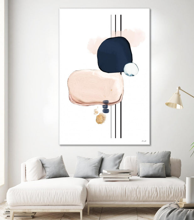 \"Abstract Study Blush And Navy Blue\" Giant Art 84x54 Wall Art