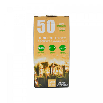 50 Lt Indoor Mini Light Set Clear Bulbs - Set of 2 Christmas Lights|Jeu de 50 petites lumières pour l’intérieur avec ampoules transparentes - ensemble de 2 jeux de lumières de Noël