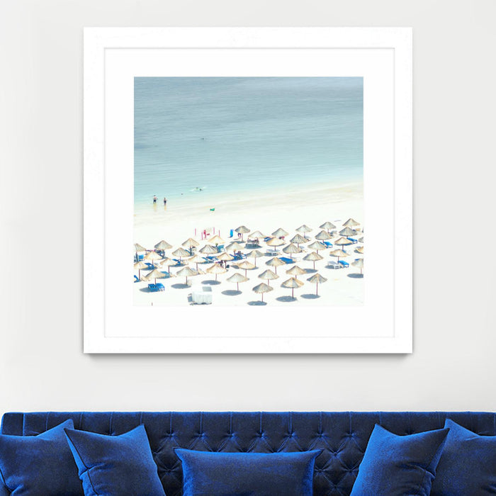 \"Sesimbra I\" Matted and Framed White 30x30 Wall Art