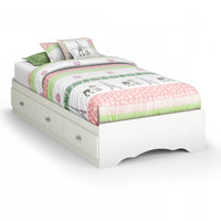 Tiara Twin Mates Bed With 3 Drawers - Pure White 