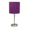 Limelights Stick Lamp with Usb Charging Port And Fabric Shade, Purple Table Lamp