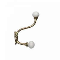 Iron Twist Hook with Ceramic Ivory Knob Gold - Set of 4 Hooks