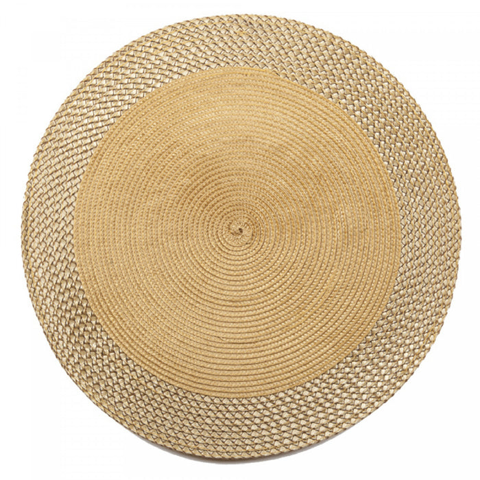 Vinyl Round Placemat with Gold Border - Set of 12