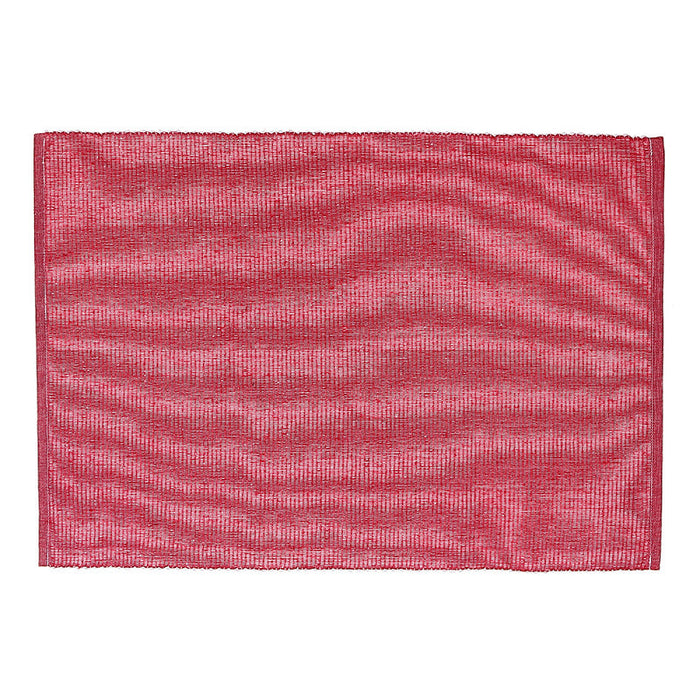 Chambray Ribbed Placemat Red - Set of 12