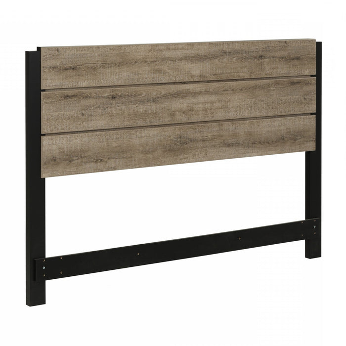 Munich Full Headboard - Weathered Oak and Matte Black
