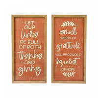 Framed Etched Wall Plaque Harvest/thanksgiving - Set of 2 Wall Decor