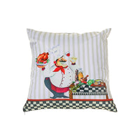 Polyester Digital Print Cushion Chef Serving Chicken 18 x 18 - Set of 2