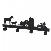 Metal Black 4 Hook Coat Hanger Farm Life Hooks