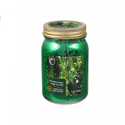 9.2oz Electroplated Mason Jar Candle Christmas Magic|Chandelle de 9,2 oz à arôme de magie de Noël dans un pot Mason électroplaqué