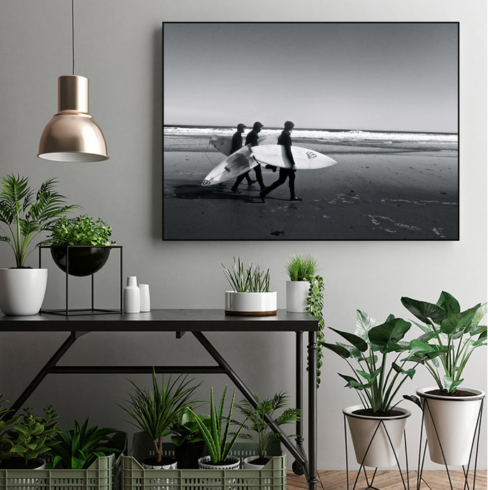 \"Surfers Iii\" Canvas Framed Black 40x30 Wall Art