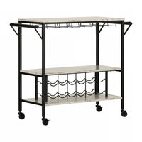 Maliza Bar Cart With Wine Bottle Storage And Wine Glass Rack - Faux Carrara Marble 