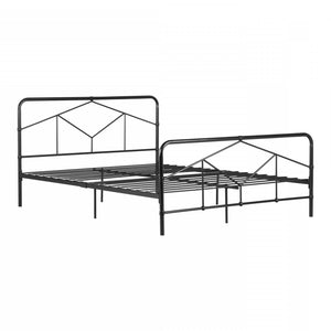 Sazena Full Geometric Metal Platform Bed - Matte Black