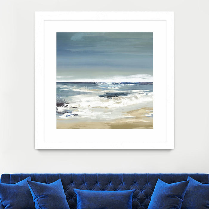 \"East Coast Ii\" Matted and Framed White 36x36 Wall Art