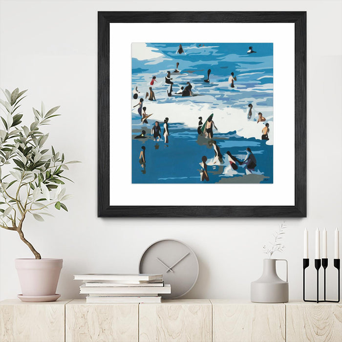 \"Surf's Up\" Matted and Framed Black 36x36 Wall Art