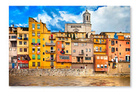 Girona - Pictorial City Of Catalonia, Spain 24x36 Wall Art Frame And Fabric Panel