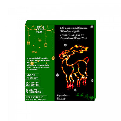 50 Lt Mini Bulb Indoor Window Silhouette Reindeer Christmas Lights|Silhouette de renne de Noël à 50 lumières avec petites ampoules pour l’intérieur de la fenêtre