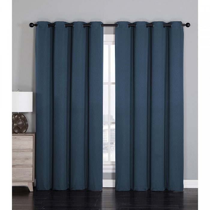 Jacquard Blackout Panel Linea Navy Blue 84\"- Set of 2