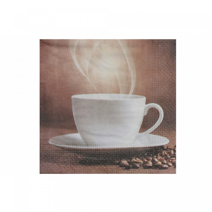 20 Pack 3 Ply Cocktail Napkin Steaming Coffee - Set of 6