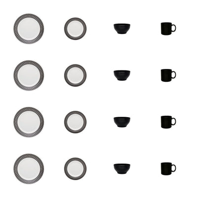 Oxford Actual 16-Piece Dinnerware Set - Black Ivory 