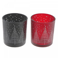 Frosted Glass Tealight Holders Trees - Set of 2 Candle Holder