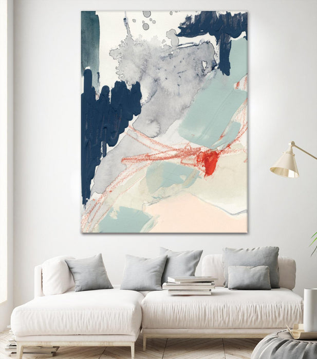 \"Ash Blue & Crimson I\" Giant Art 72x54 Wall Art