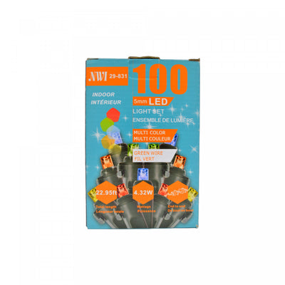 100 Lt 5mm LED Indoor Light Set Multi Bulbs - Set of 2 Christmas Lights|Jeu de 100 lumières à DEL de 5 mm pour l’intérieur avec ampoules multicolores - ensemble de 2 jeux de lumières de Noël