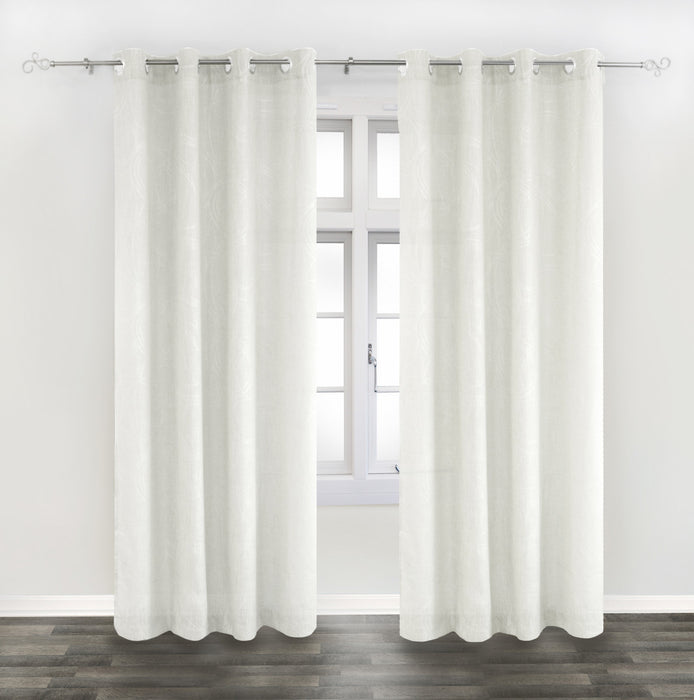 Circle 52\" x 96\"  Linen Grommet Panel (Set of 2) - White