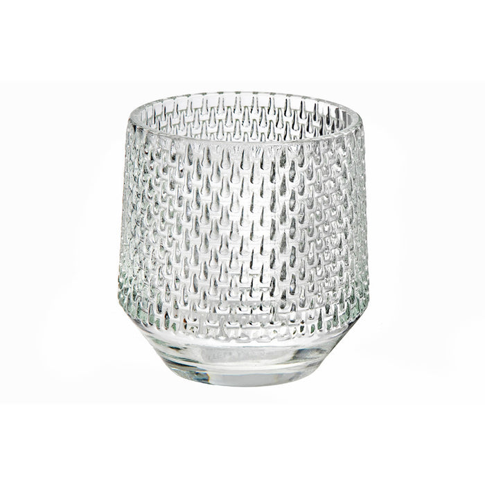 Round Glass Candle Holder Teardrop - Set of 4