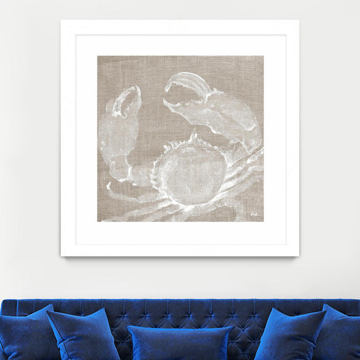\"Neutral Surf Side I\" Matted and Framed White 36x36 Wall Art