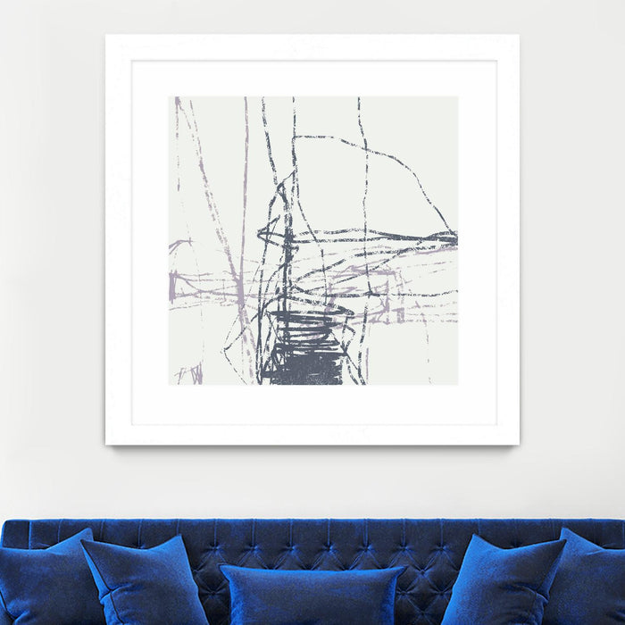 \"Chalk Doodles G\" Matted and Framed White 30x30 Wall Art