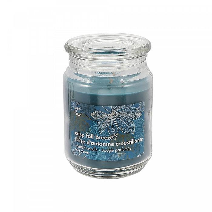 18 Oz Scented Glass Jar with Glass Lid Crisp Fall Breeze - Set of 2 Candle