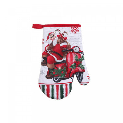 Oven Mitt Santa on Scooter - Set of 4|Mitaine de four ornée d’un père Noël sur un scooter - ensemble de 4