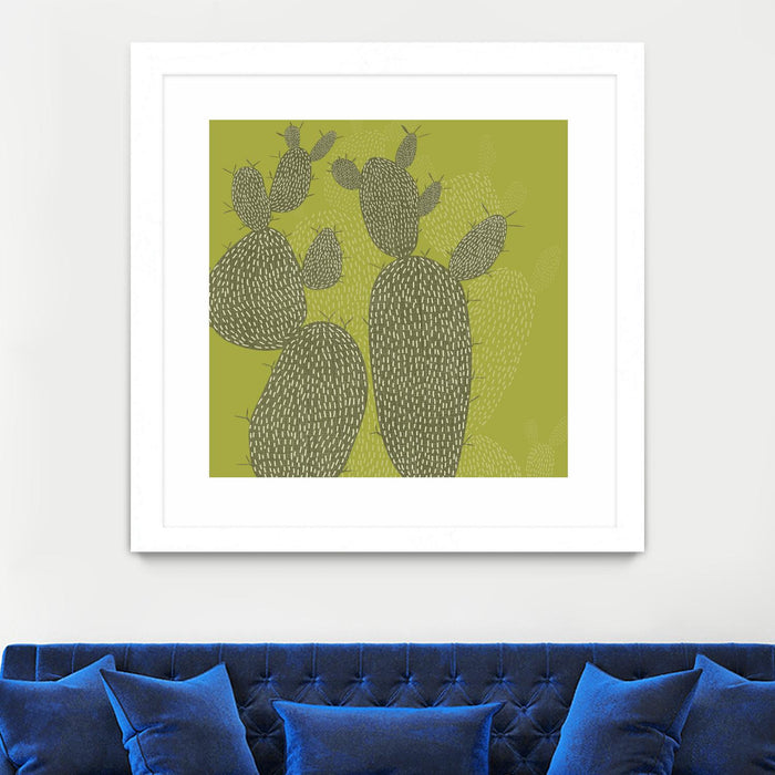 \"Opuntia I\" Matted and Framed White 36x36 Wall Art
