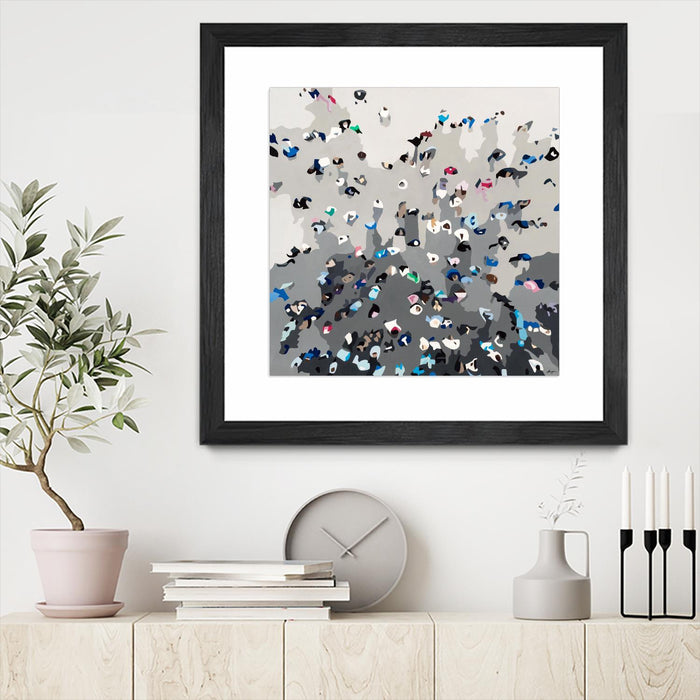 \"Crowd Sourcing\" Matted and Framed Black 36x36 Wall Art