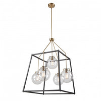Bridgetown 5-Light Black and Harvest Brass Chandelier 