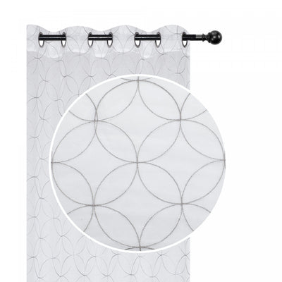 Lurex Embroidered Sheer Panel Curved Diamond Grey - Set of 2|Panneau de rideau transparent en LurexMC brodé de motifs de diamants arrondis gris - ensemble de 2
