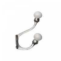 Iron Hook with Ceramic Ivory Knob Nickel - Set of 4 Hooks