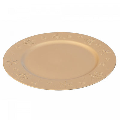 Charger Plate Snowflake Gold Dinnerware|Assiette de présentation dorée ornée de flocons de neige
