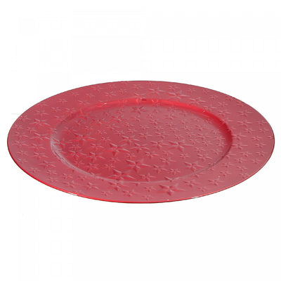 Charger Plate Stars Red 13" - Set of 6 Dinnerware|Assiette de présentation de 13 po rouge ornée d'étoiles - ensemble de 6