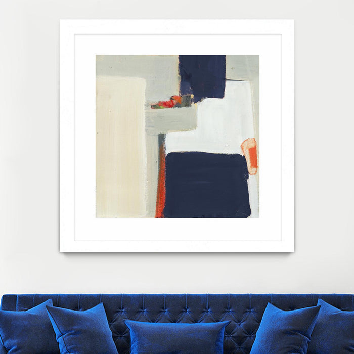 \"Bay Bridge V1\" Matted and Framed White 30x30 Wall Art