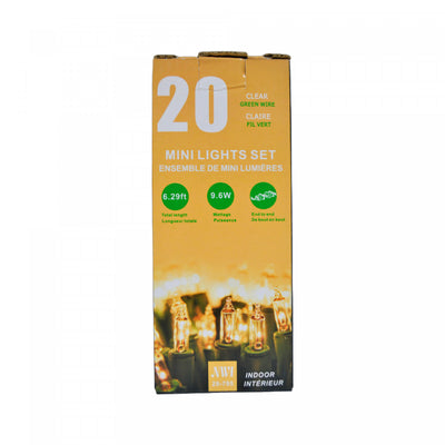 20 Lt Indoor Mini Light Set Clear Bulbs - Set of 2 Christmas Lights|Jeu de 20 petites lumières pour l’intérieur avec ampoules transparentes - ensemble de 2 jeux de lumières de Noël