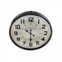 Vintage Metal Round Rippling Edge Wall Clock with Glass Black